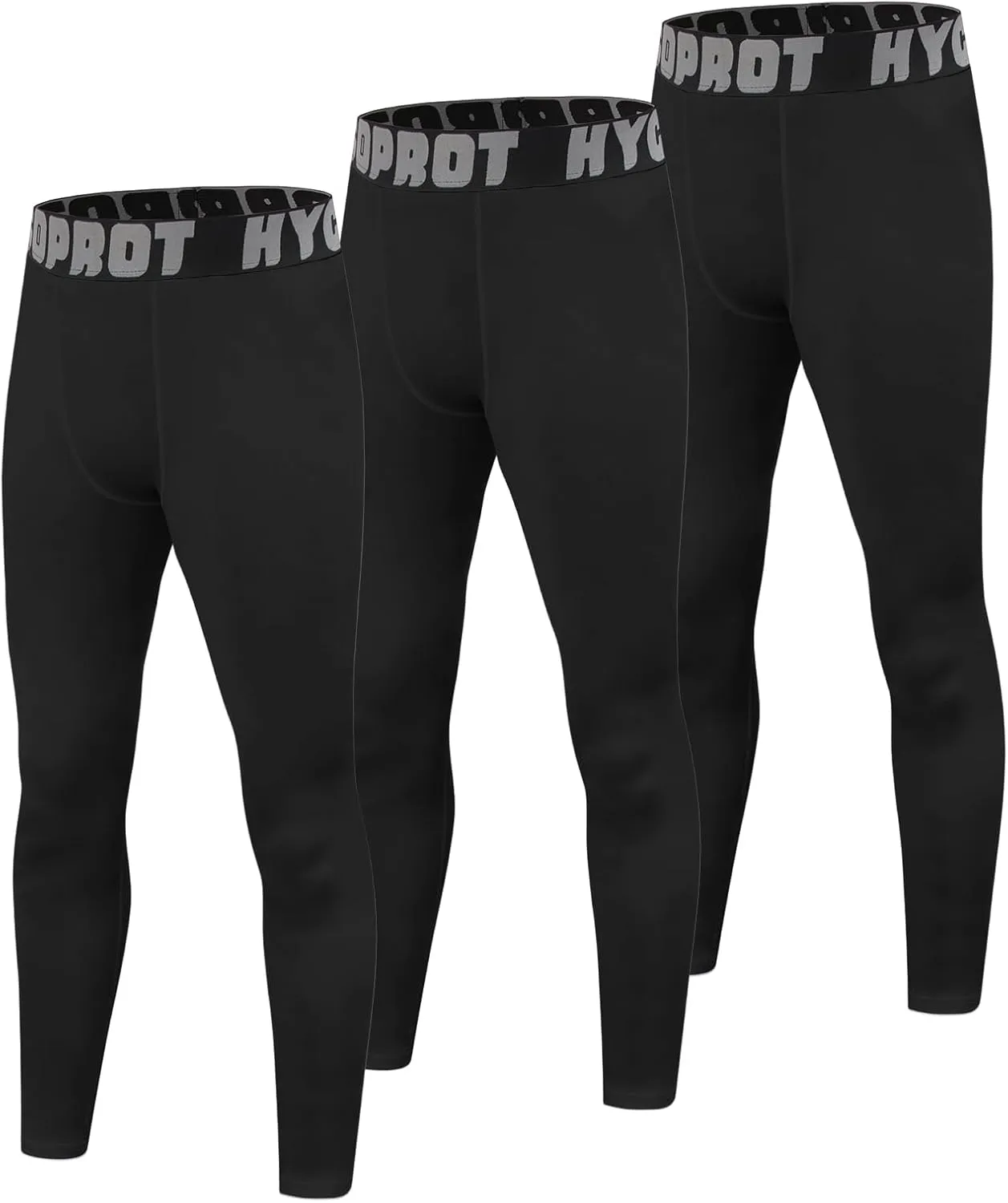 HYCOPROT Boys' Compression Pants Youth Leggings Tights Kids Athletic Sports Base Layer for Running Football Basketball