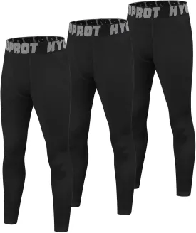 HYCOPROT Boys' Compression Pants Youth Leggings Tights Kids Athletic Sports Base Layer for Running Football Basketball
