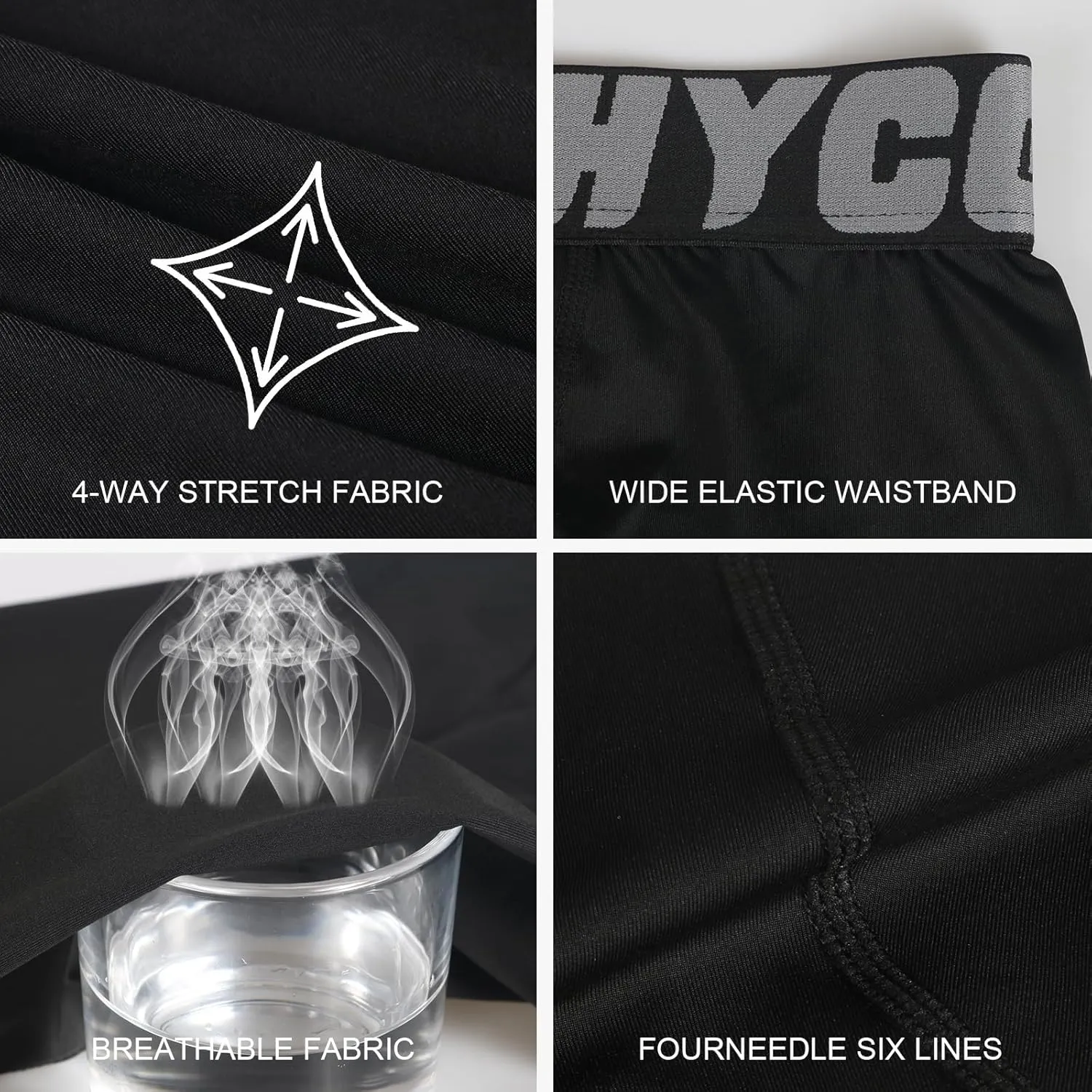 HYCOPROT Boys' Compression Pants Youth Leggings Tights Kids Athletic Sports Base Layer for Running Football Basketball