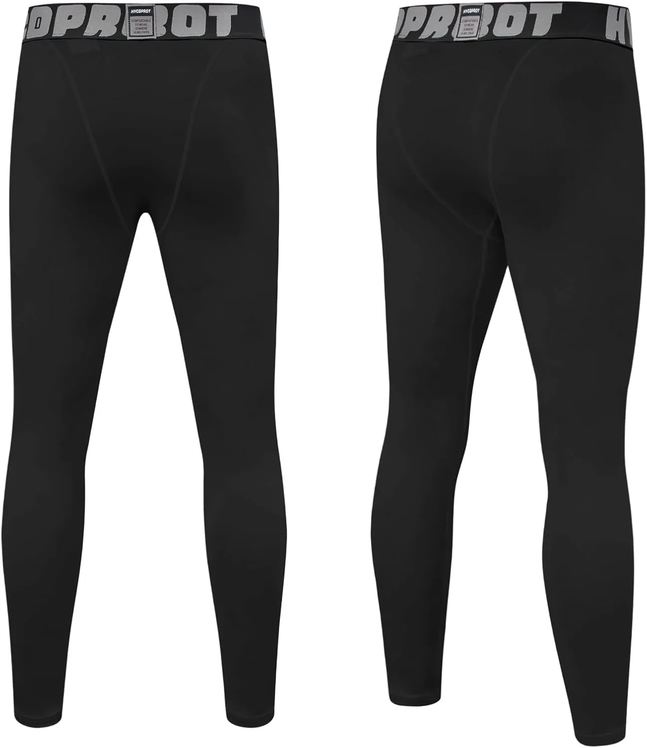 HYCOPROT Boys' Compression Pants Youth Leggings Tights Kids Athletic Sports Base Layer for Running Football Basketball