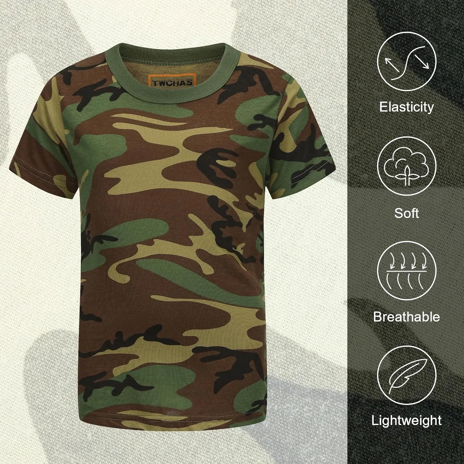 Kids Camo T-Shirt, Lightweight and Breathable Summer Camo T-Shirt for Outdoor Play, Adventure and Everyday Comfort