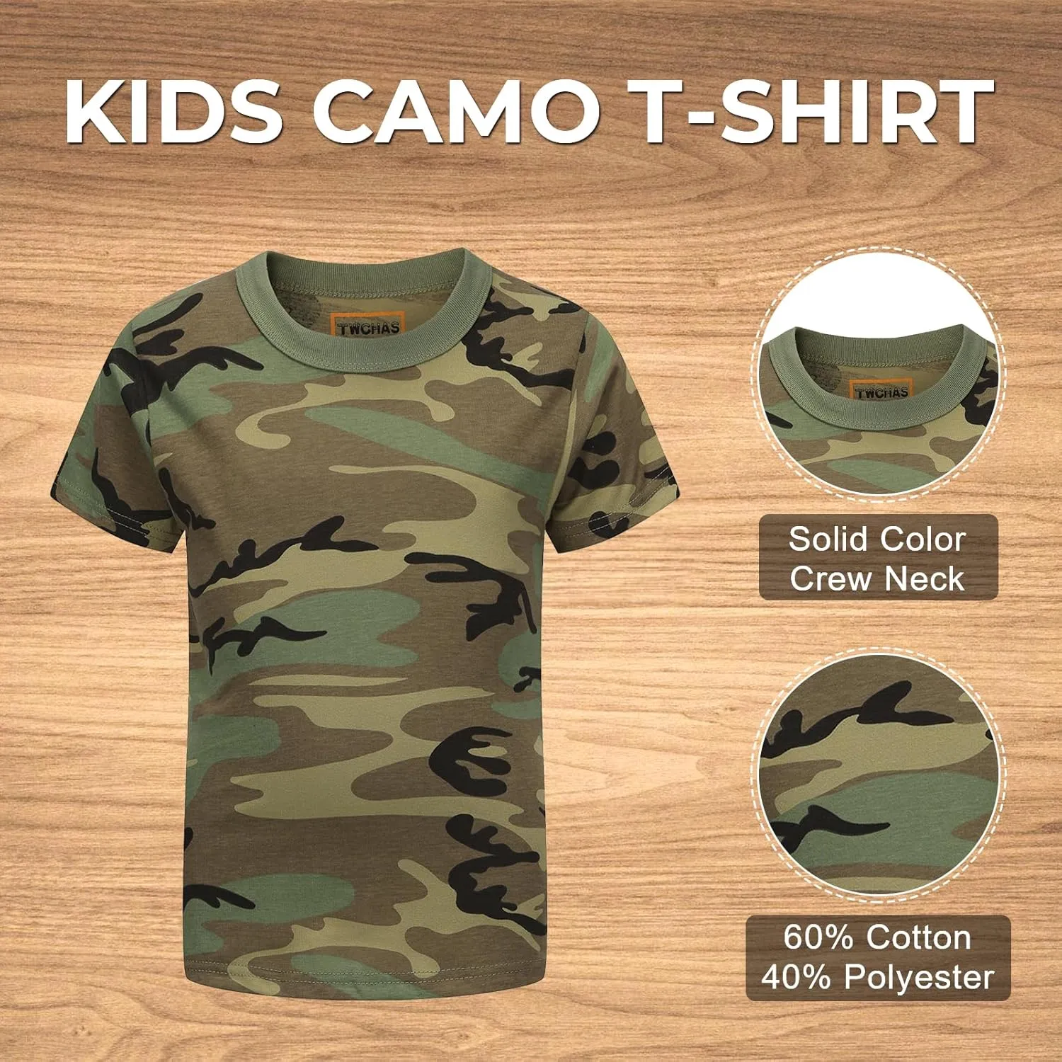 Kids Camo T-Shirt, Lightweight and Breathable Summer Camo T-Shirt for Outdoor Play, Adventure and Everyday Comfort
