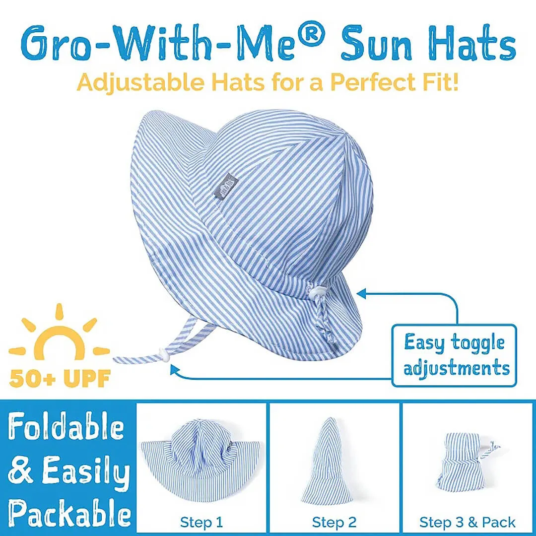Kids Cotton Floppy Sun Hat Blue Stripes