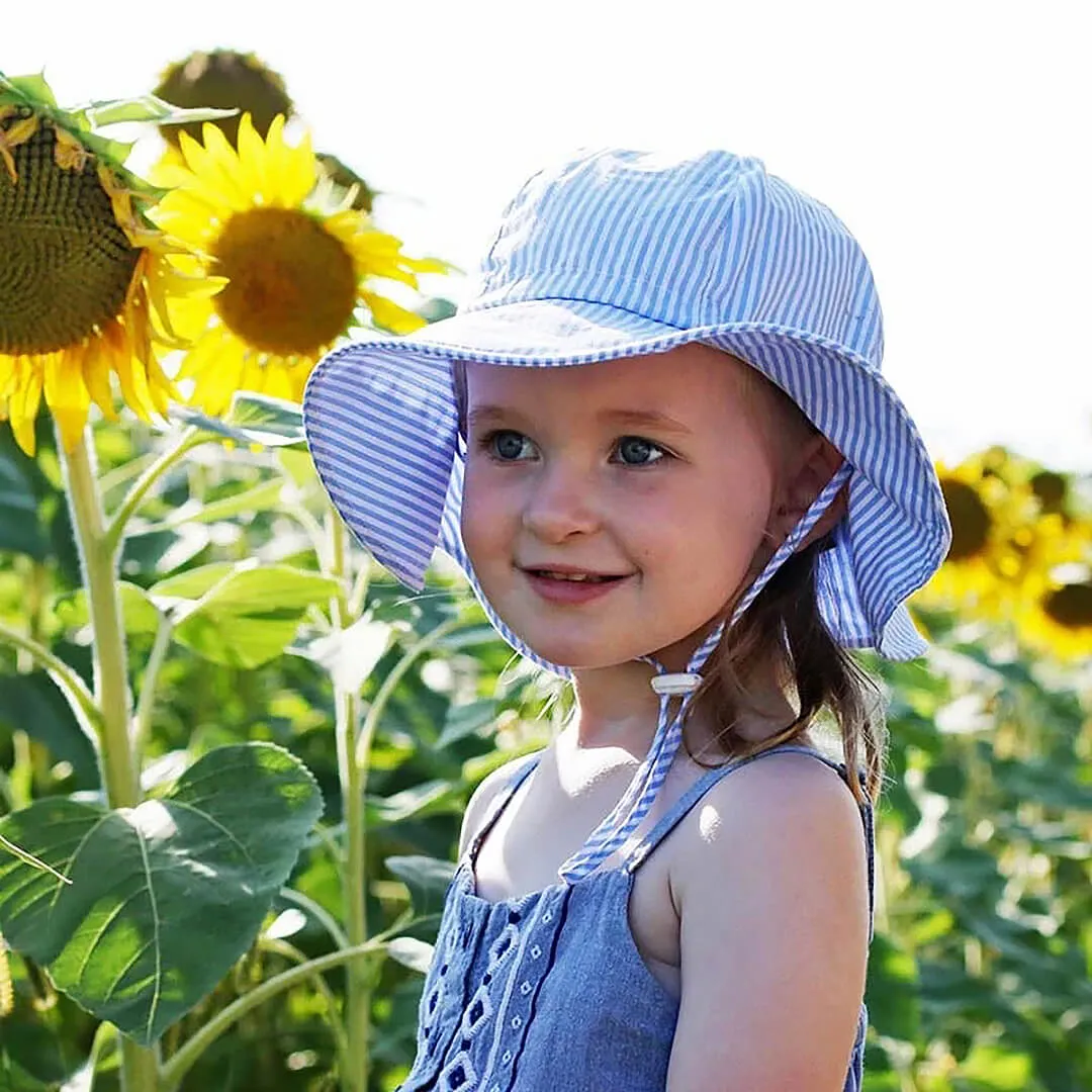 Kids Cotton Floppy Sun Hat Blue Stripes