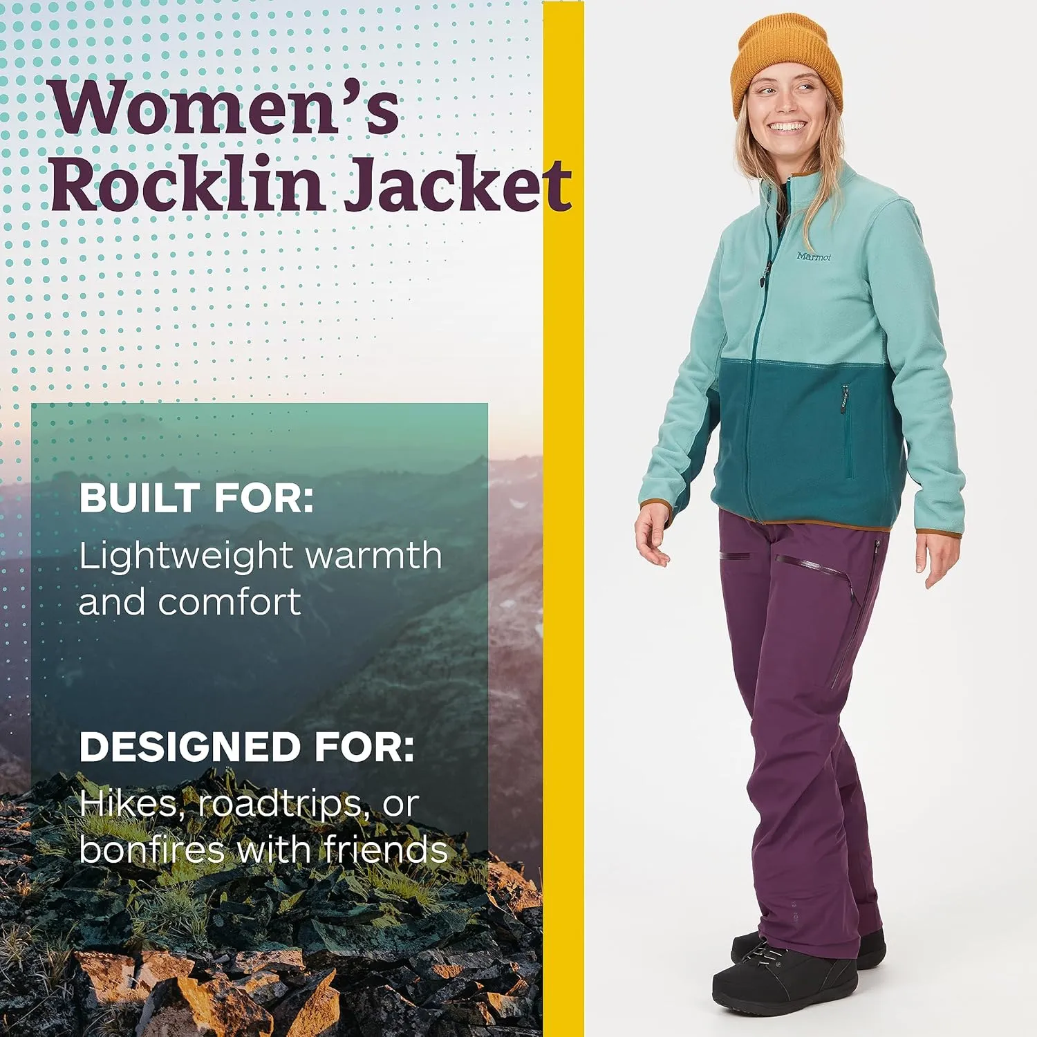 MARMOT Women's Rocklin Full-Zip Jacket - Classic, Warm, Lightweight 100-Weight Fleece Layer
