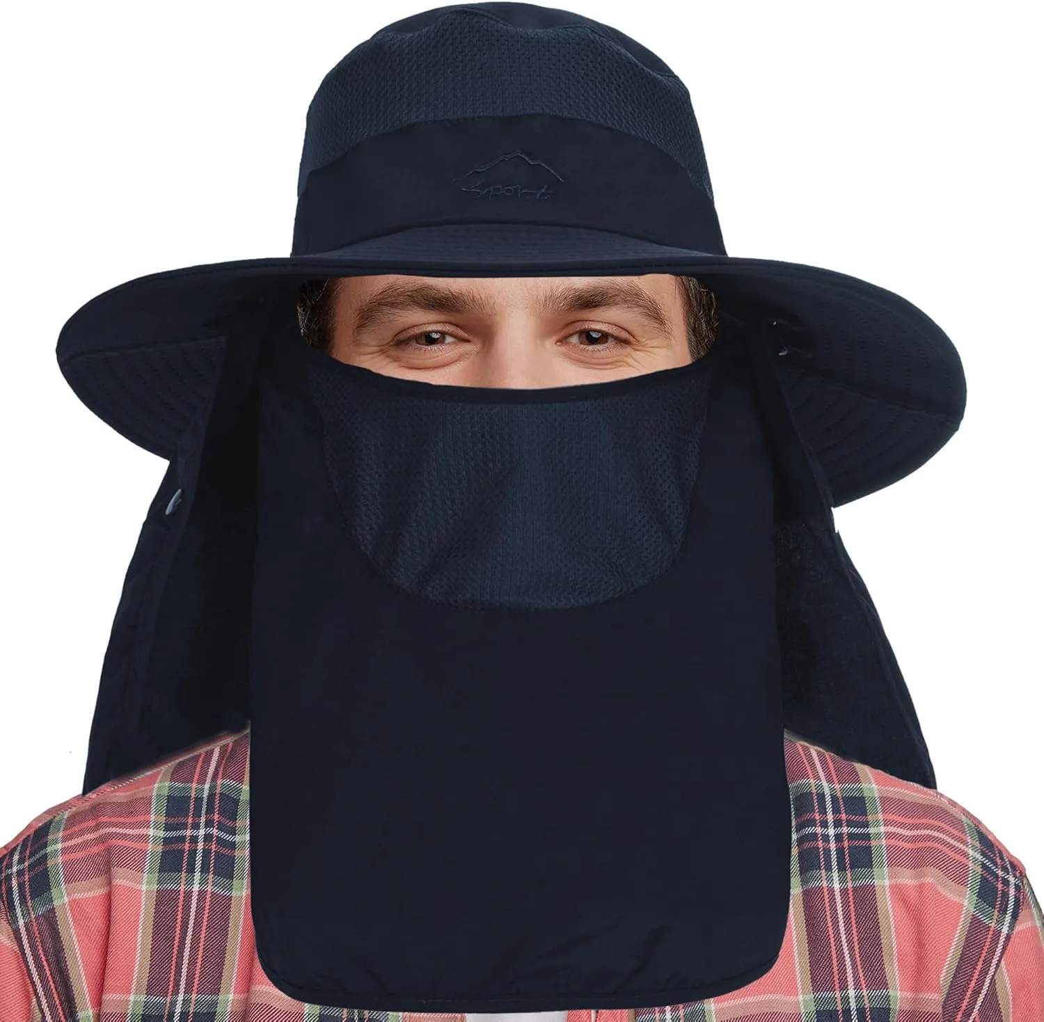 Men Women Fishing Sun Hat w/Face Cover & Neck Flap,3 in 1 Sun Protection Hat for Hiking Garden Outdoor Medium