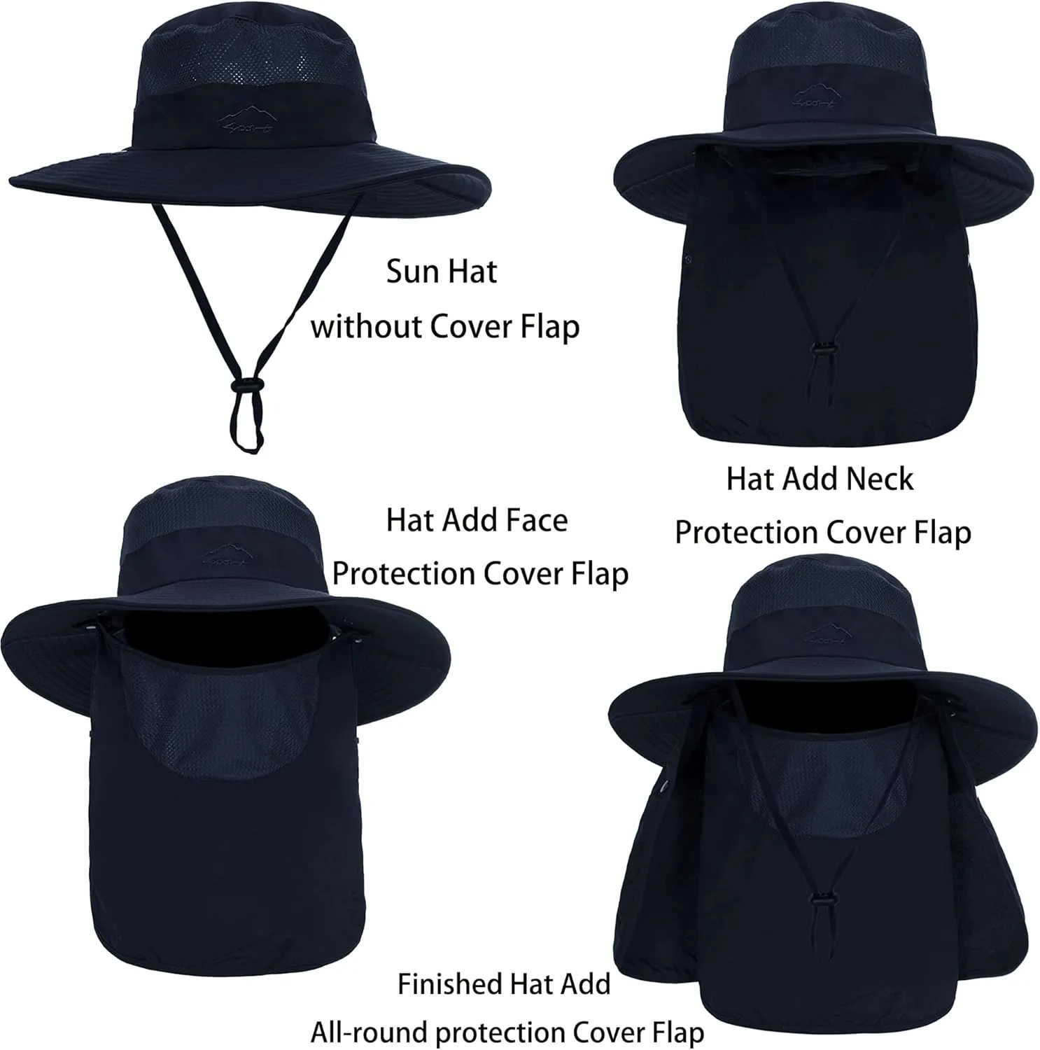 Men Women Fishing Sun Hat w/Face Cover & Neck Flap,3 in 1 Sun Protection Hat for Hiking Garden Outdoor Medium