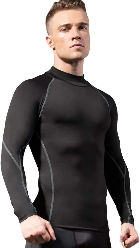 Men's Athletic Compression Shirts Long Sleeve Workout T-Shirt Mock Turtleneck Base Layer Undershirt Tops