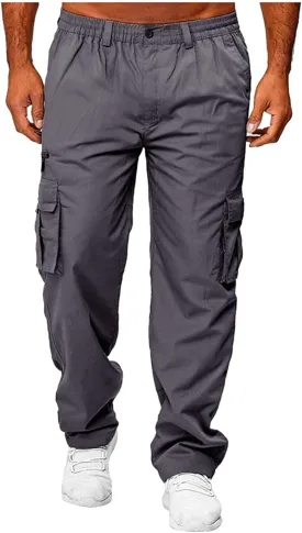 Men's Casual Cargo Sweatpants Waist Drawstring Joggers Hiking Tactical Pants for Men with Pockets Work Outdoor
