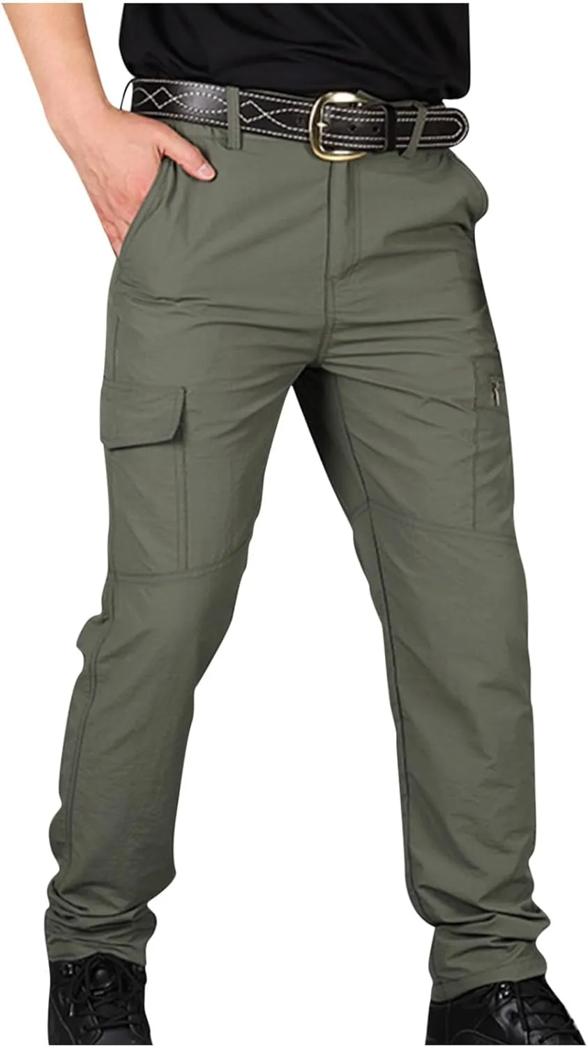 Men's Outdoor Cargo Hiking Pants Lightweight Waterproof Quick Dry Tactical Pants Casual Work Pants Joggers Trousers