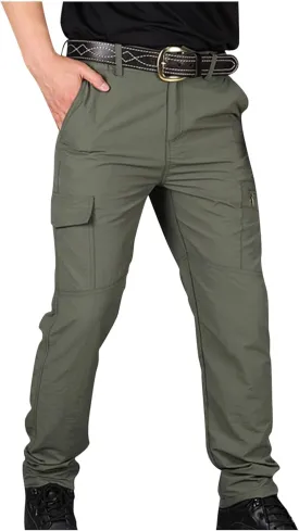 Men's Outdoor Cargo Hiking Pants Lightweight Waterproof Quick Dry Tactical Pants Casual Work Pants Joggers Trousers