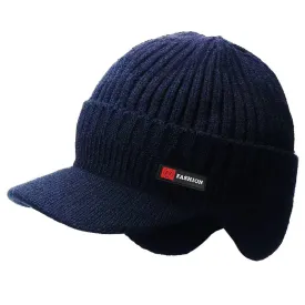 Men's Winter Knitted Cap with Ear Protection and Scarf - Warm, Thick, Windproof Baseball Hat for Outdoor Activities