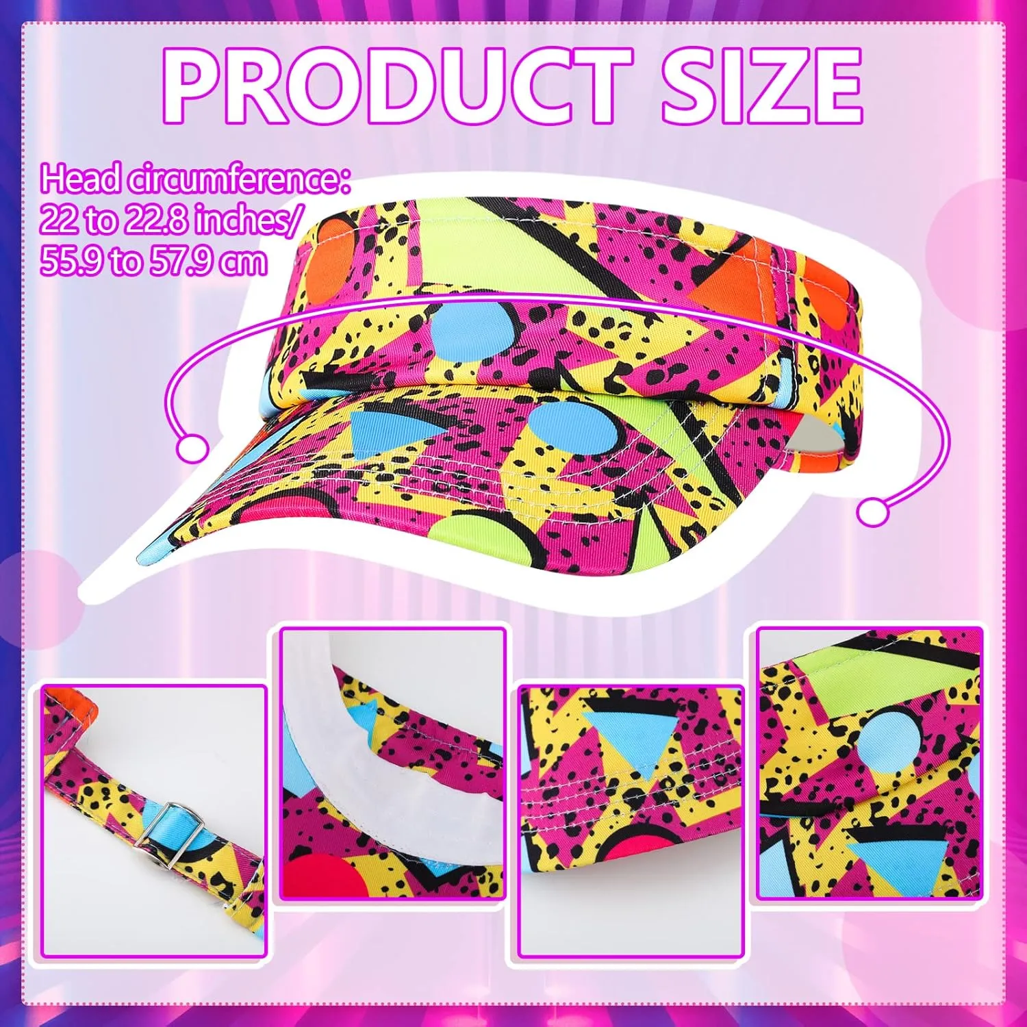 Mepase 2 Pcs 80s Outfit for Men Women 90s Fanny Pack Sun Visor Hat Waist Bag 90s Accessories for Men Women Summer Party