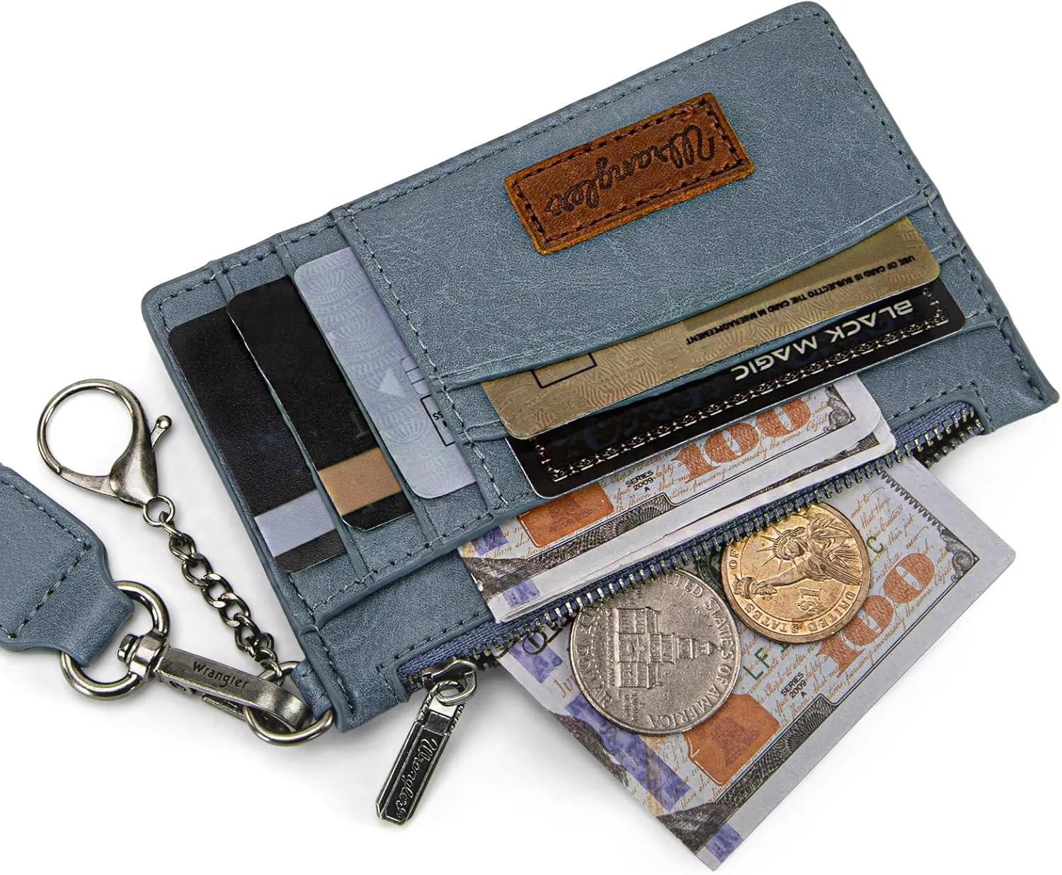 Montana West X Wrangler Credit Card Holders Slim Credit Card Holder Wallet Women RFID Card Holder Wallet Keychain Wristlet