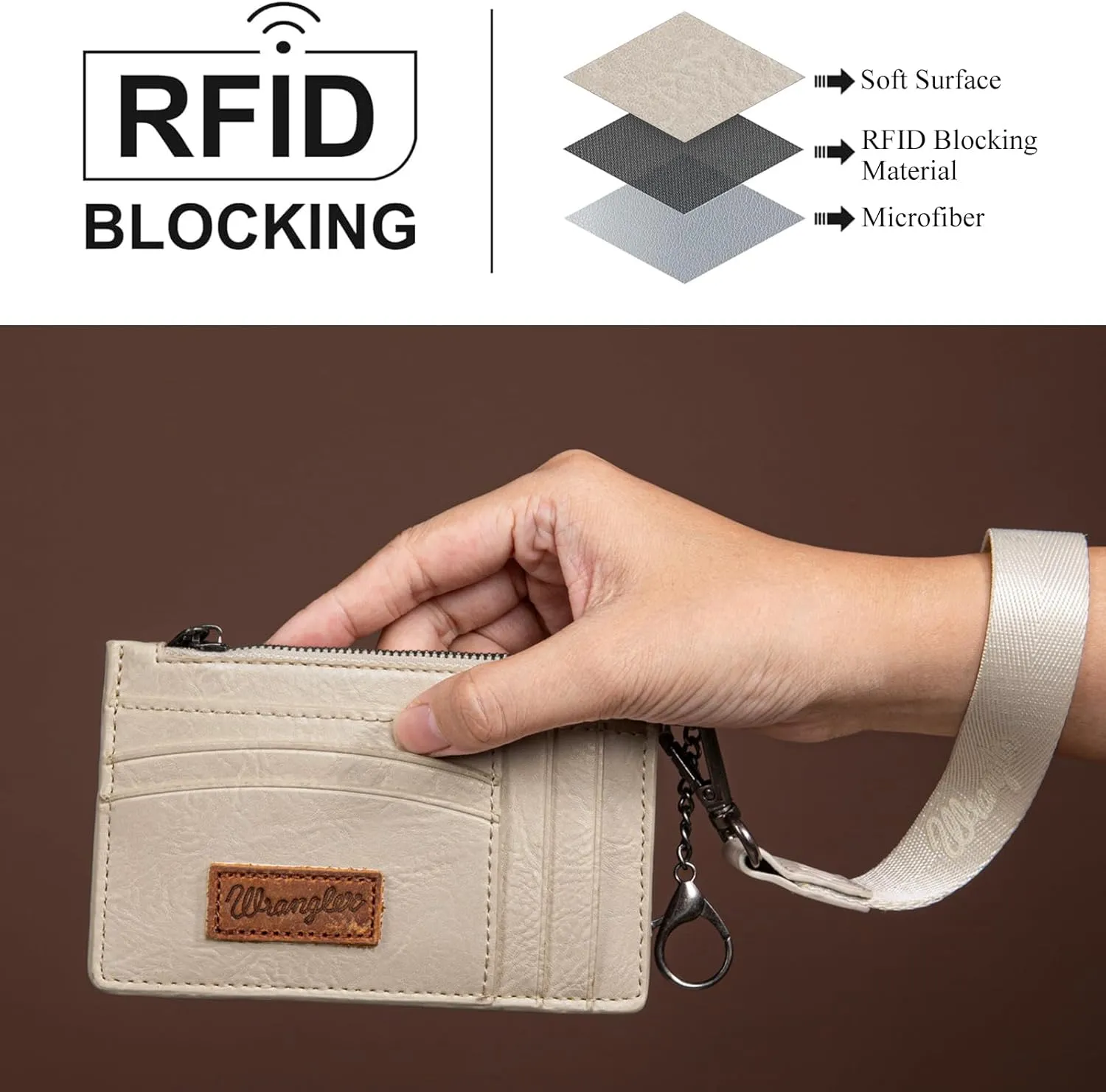 Montana West X Wrangler Small Credit Card Holder for Women Slim Card Holder Wallet Womens Ladies Female Wristlet Keychain Wallet