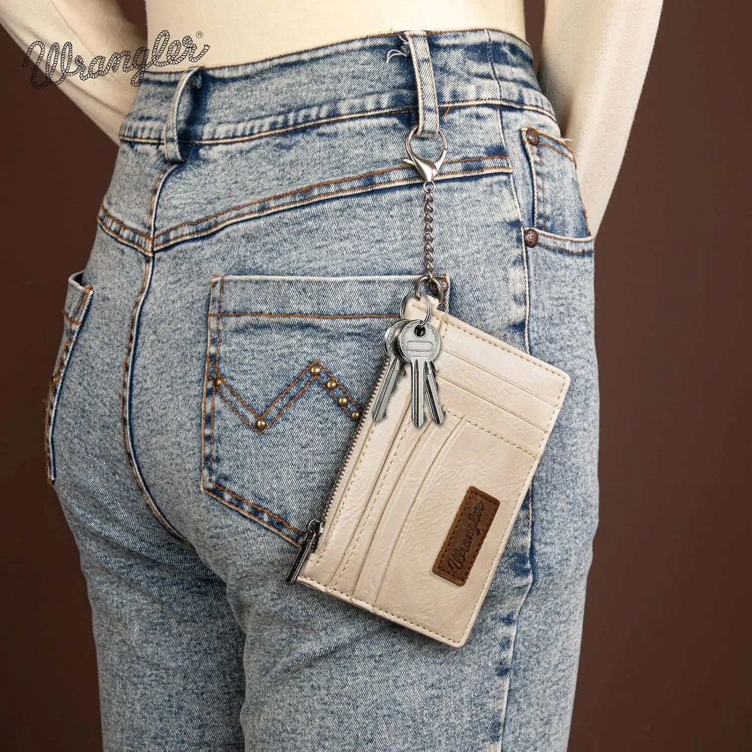 Montana West X Wrangler Small Credit Card Holder for Women Slim Card Holder Wallet Womens Ladies Female Wristlet Keychain Wallet