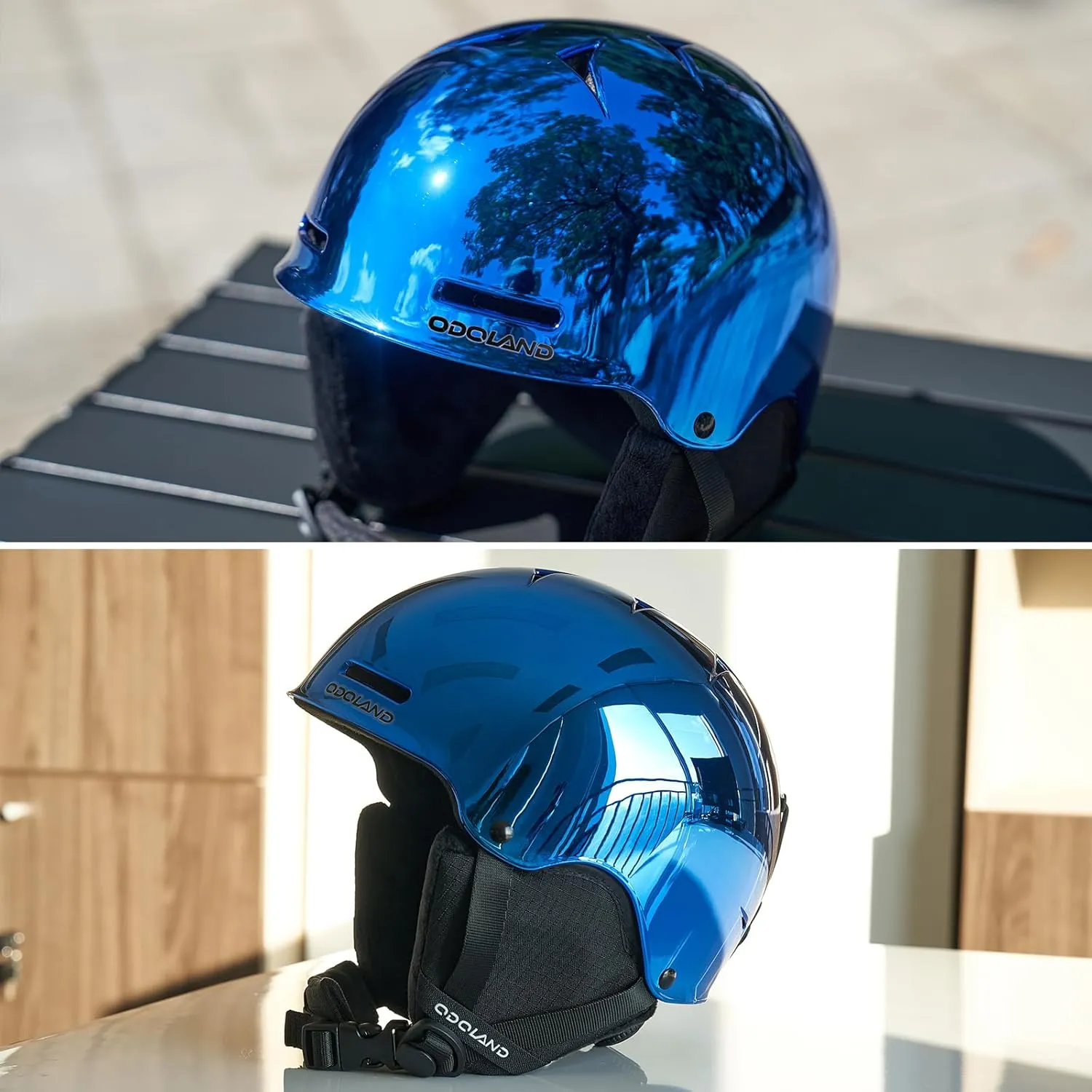 Odoland Ski Helmet, Shinning Snowboard Adult Helmet, 10 Cooling Vents, Dial Fit Snow Helmet for Women Men with ABS Shell, Safety-Certified, Goggles Compatible