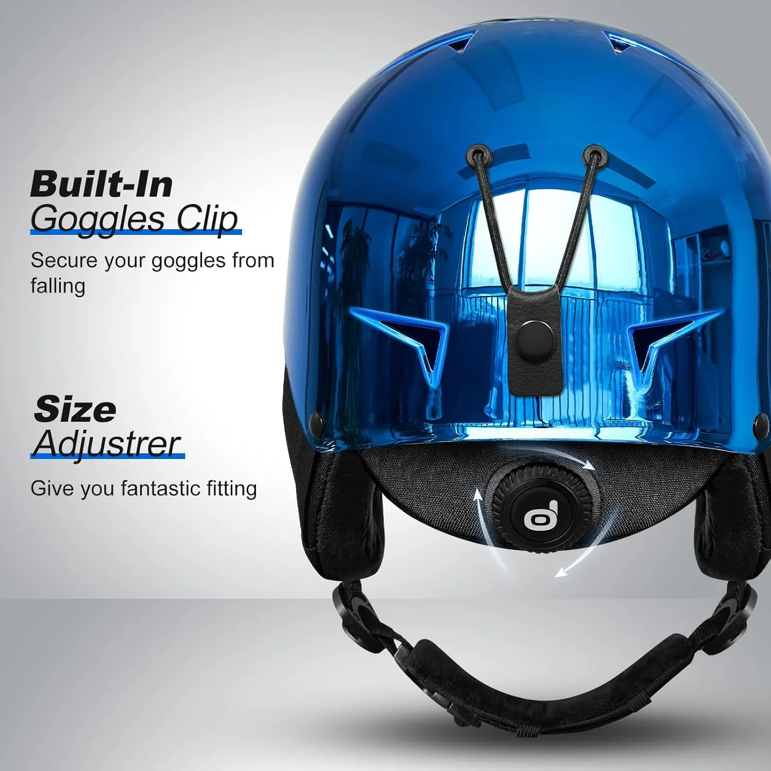 Odoland Ski Helmet, Shinning Snowboard Adult Helmet, 10 Cooling Vents, Dial Fit Snow Helmet for Women Men with ABS Shell, Safety-Certified, Goggles Compatible
