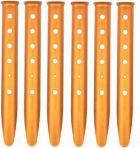 Ogrmar Aluminum Tent Stakes for Camping in Snow and Sand Tent Boating Hiking Backpacking Picnic Shelter Shade Canopy Outdoor Activity Pack of 6 (Orange, 6Pcs)