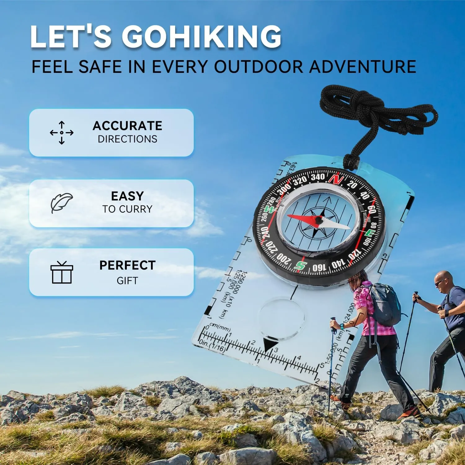Orienteering Compass, Wilderness Survival Compass for Kids- Magnetic Gear Set Navigation Map- Backpacking Camping Hunting Survival