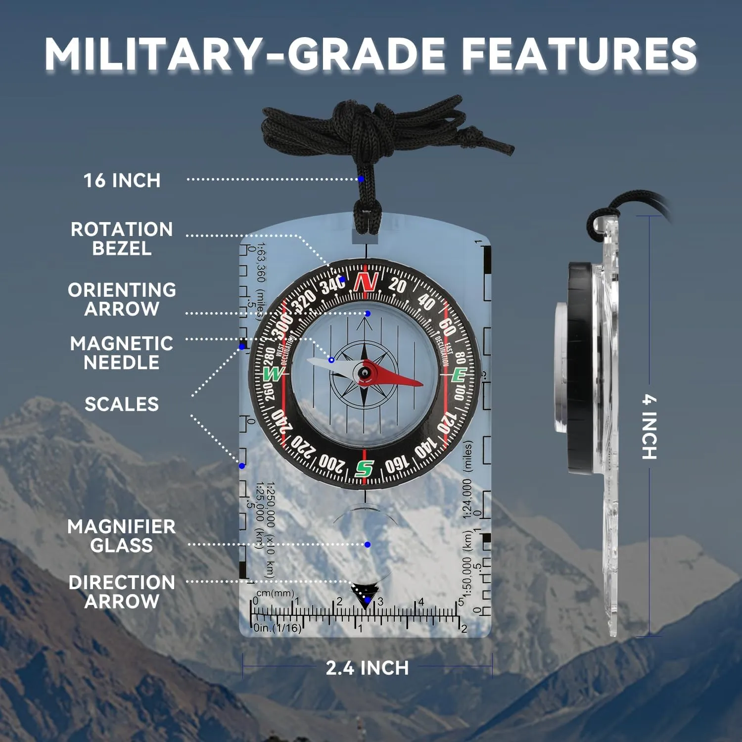 Orienteering Compass, Wilderness Survival Compass for Kids- Magnetic Gear Set Navigation Map- Backpacking Camping Hunting Survival
