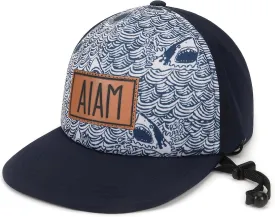 Personalized Baby Sun Hats, Leather Patch Toddler Baseball Cap, Adjustable Chin Strap Trucker Hat for Infant Boys Girls