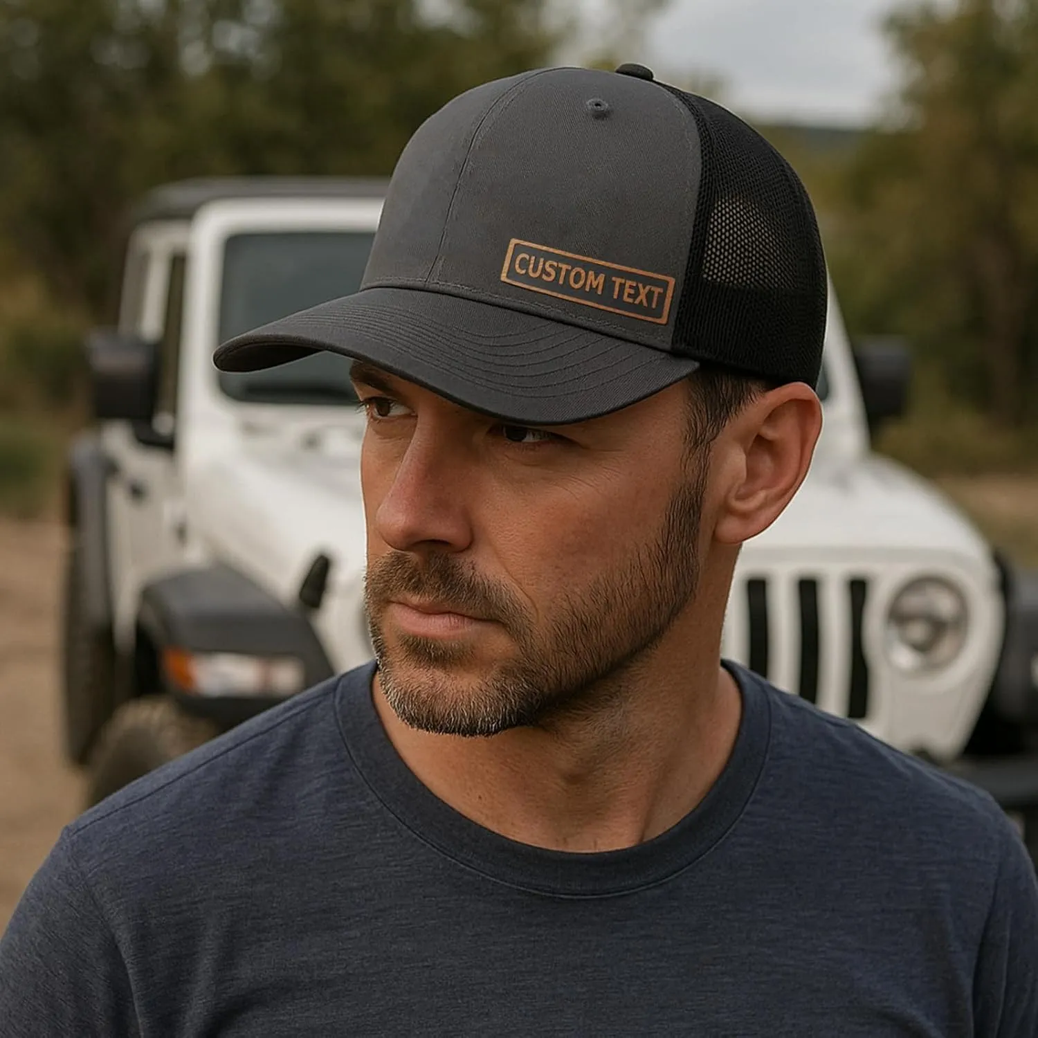 Personalized Dad Hats for Fathers Day, Dad Gifts Mens Baseball Cap, Snapback Hats for Men, Leather Patch Trucker Hat