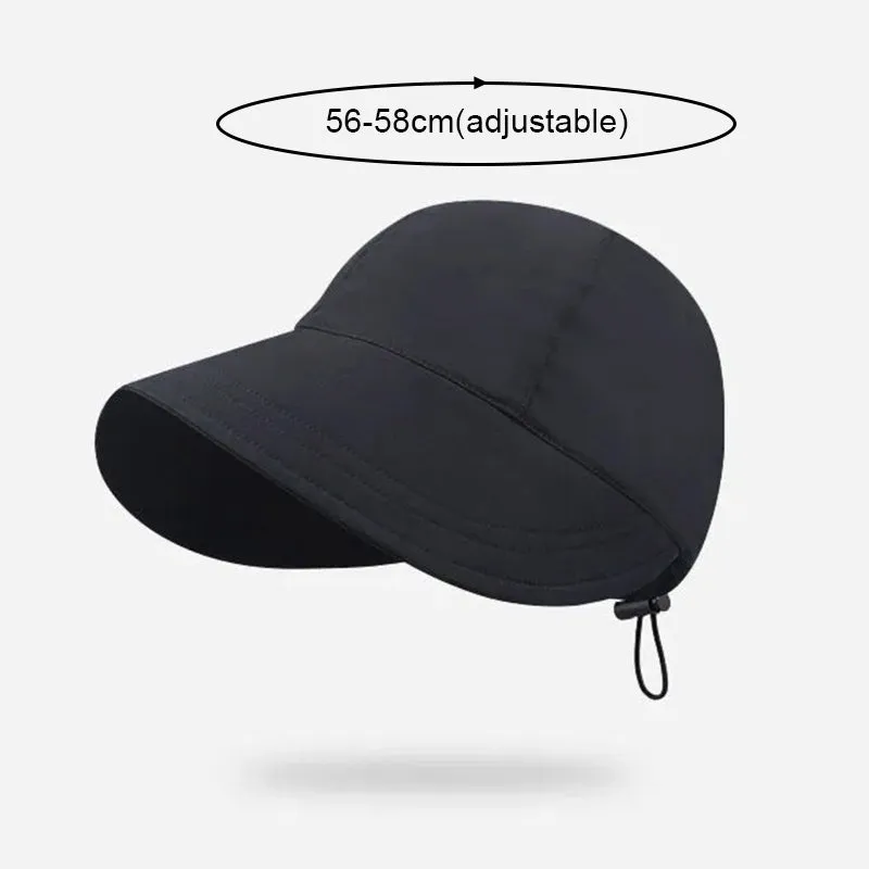 Promotional Summer Sunshade Hat Wide Brim Sun Hat Drawstring Adjustable Foldable Women Men Cap Quick-drying Hats Visors Fisherman Caps