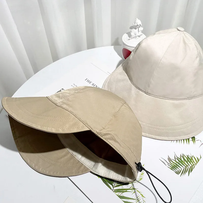 Promotional Summer Sunshade Hat Wide Brim Sun Hat Drawstring Adjustable Foldable Women Men Cap Quick-drying Hats Visors Fisherman Caps
