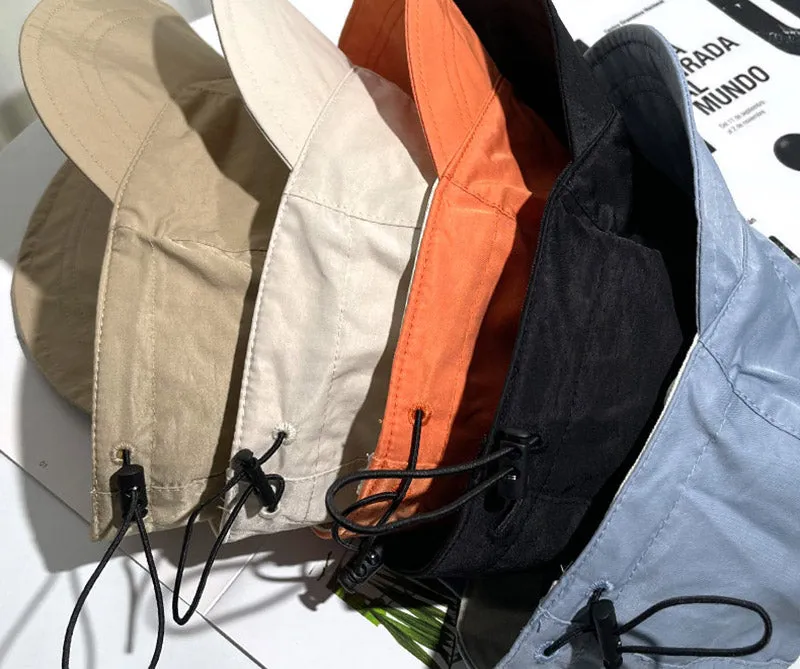 Promotional Summer Sunshade Hat Wide Brim Sun Hat Drawstring Adjustable Foldable Women Men Cap Quick-drying Hats Visors Fisherman Caps