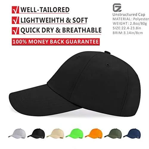 Quivk Dry Dad hat Summer Polo Baseball Cap Mens Outdoor Running Run Sports Sport Hats Cool UV Sun Caps Light Breathable Travel Golf Unstructured Trucker Hat for Men Women Girls Unisex Plain Gift Black
