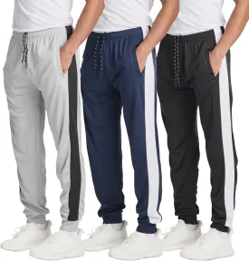 Real Essentials 3 Pack: Men's Tech Mesh Active Athletic Casual Jogger Sweatpants with Pockets(Available in Big & Tall)