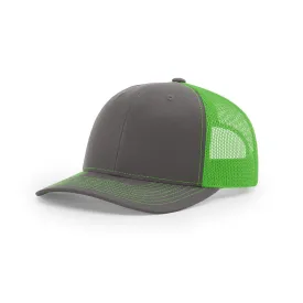 Richardson Charcoal/Neon Green Mesh Split Trucker Hat
