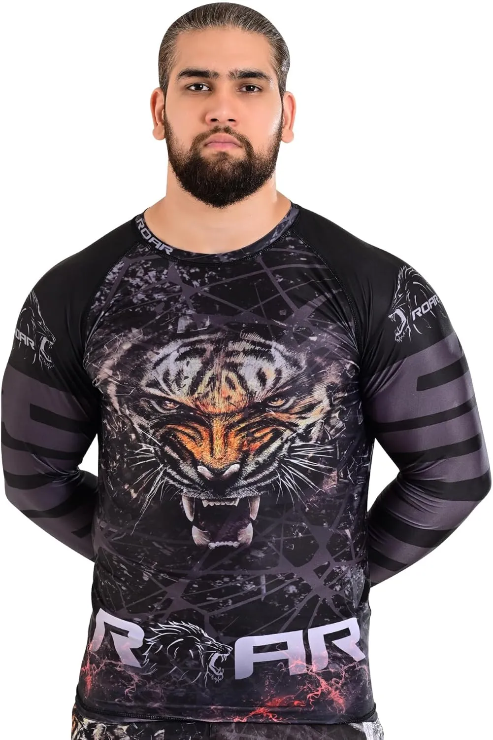 ROAR-INT Rash Guards Swim Shirt, UPF 50  Hiking, Fishing, MMA, Yoga, Athletic, Compression Shirt, Rash Guard for Men
