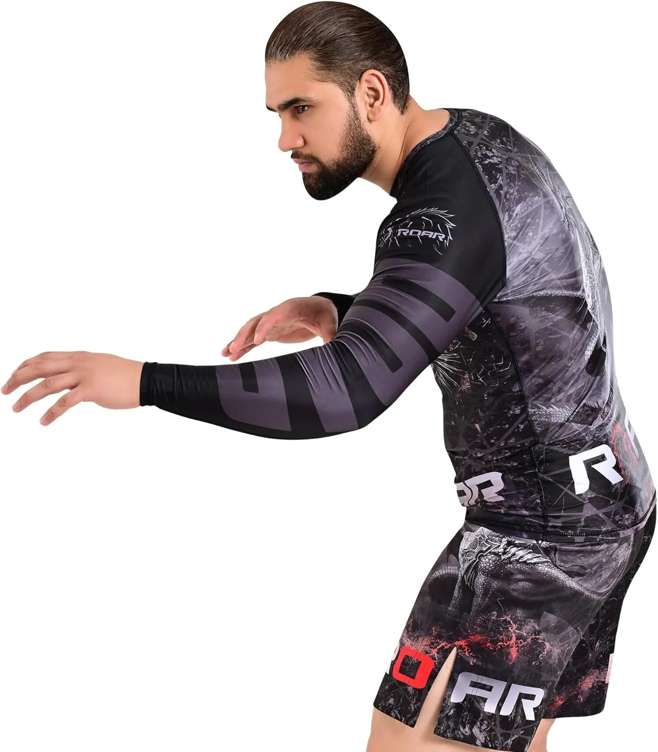 ROAR-INT Rash Guards Swim Shirt, UPF 50  Hiking, Fishing, MMA, Yoga, Athletic, Compression Shirt, Rash Guard for Men
