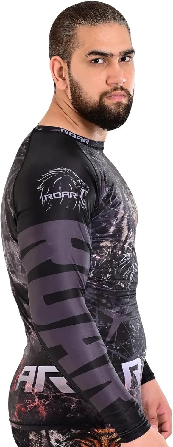 ROAR-INT Rash Guards Swim Shirt, UPF 50  Hiking, Fishing, MMA, Yoga, Athletic, Compression Shirt, Rash Guard for Men