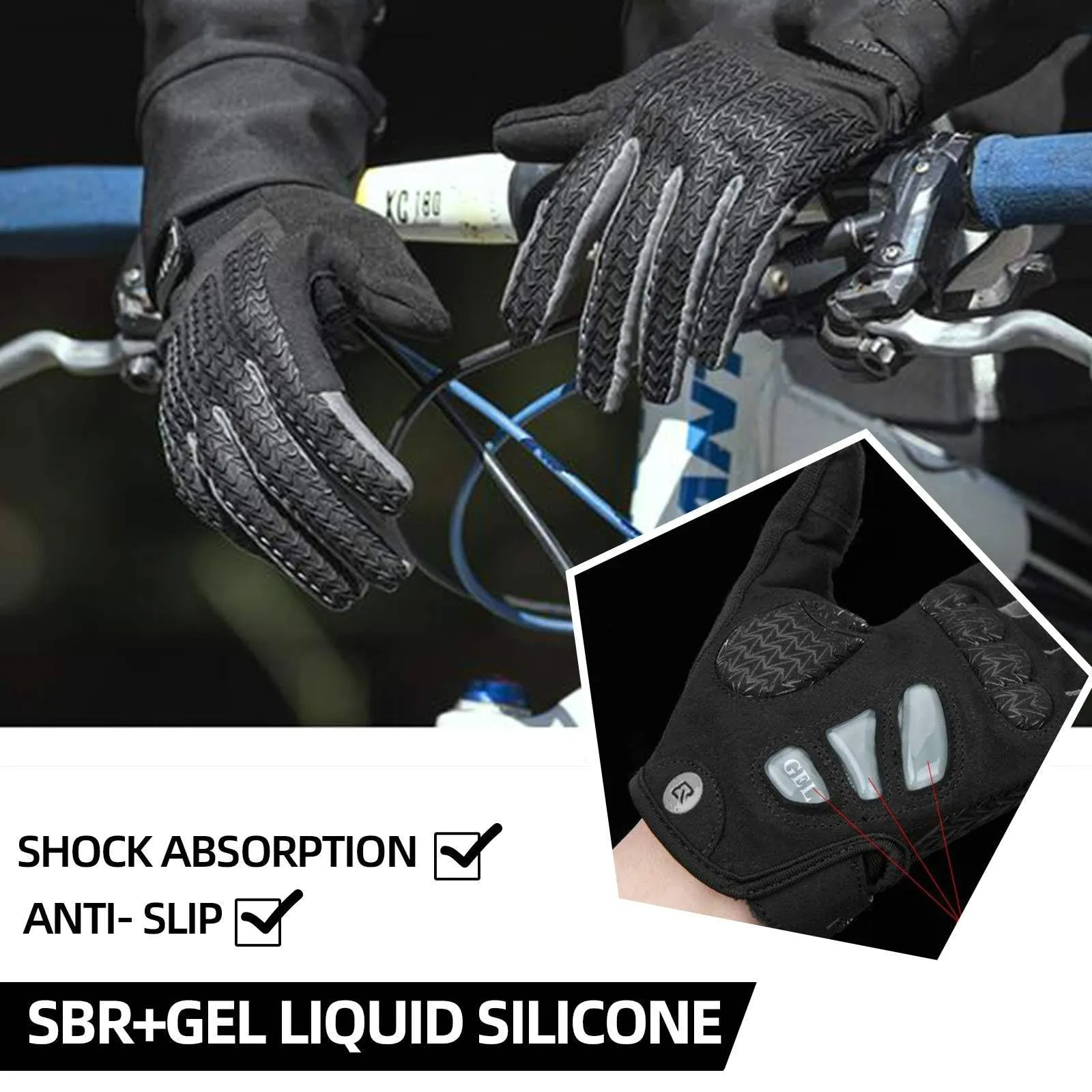 ROCKBROS Winter Cycling Windproof Anti-Slip Thermal Bike Gloves for Cycling,Biking,Running