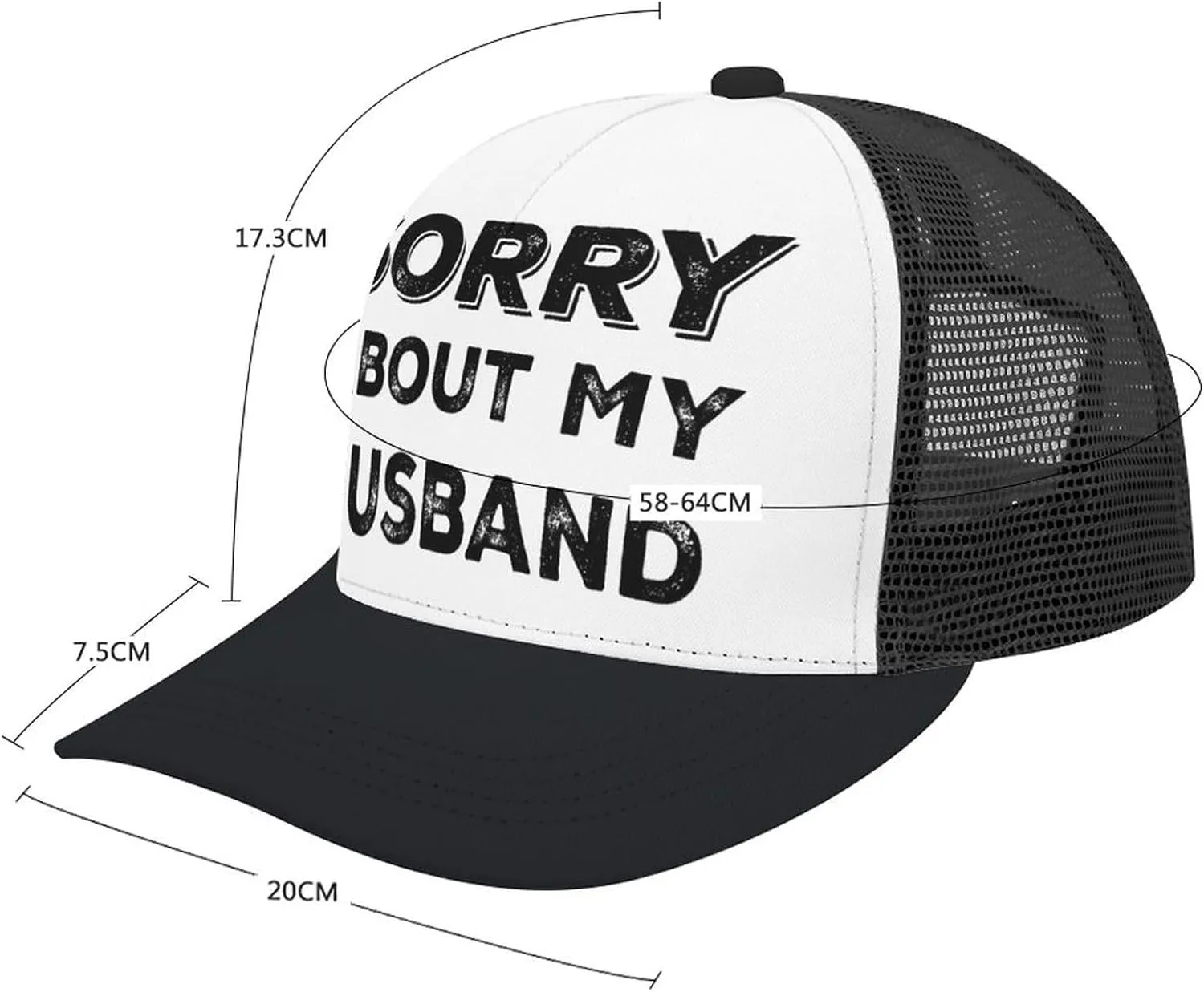 Sorry About My Husband Trucker Hat Women Funny Mesh Cap for Summer