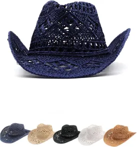 Straw Cowboy Hat Cowgirl Straw Hats Shapeable Wide Brim Staw Beach Sun Hat