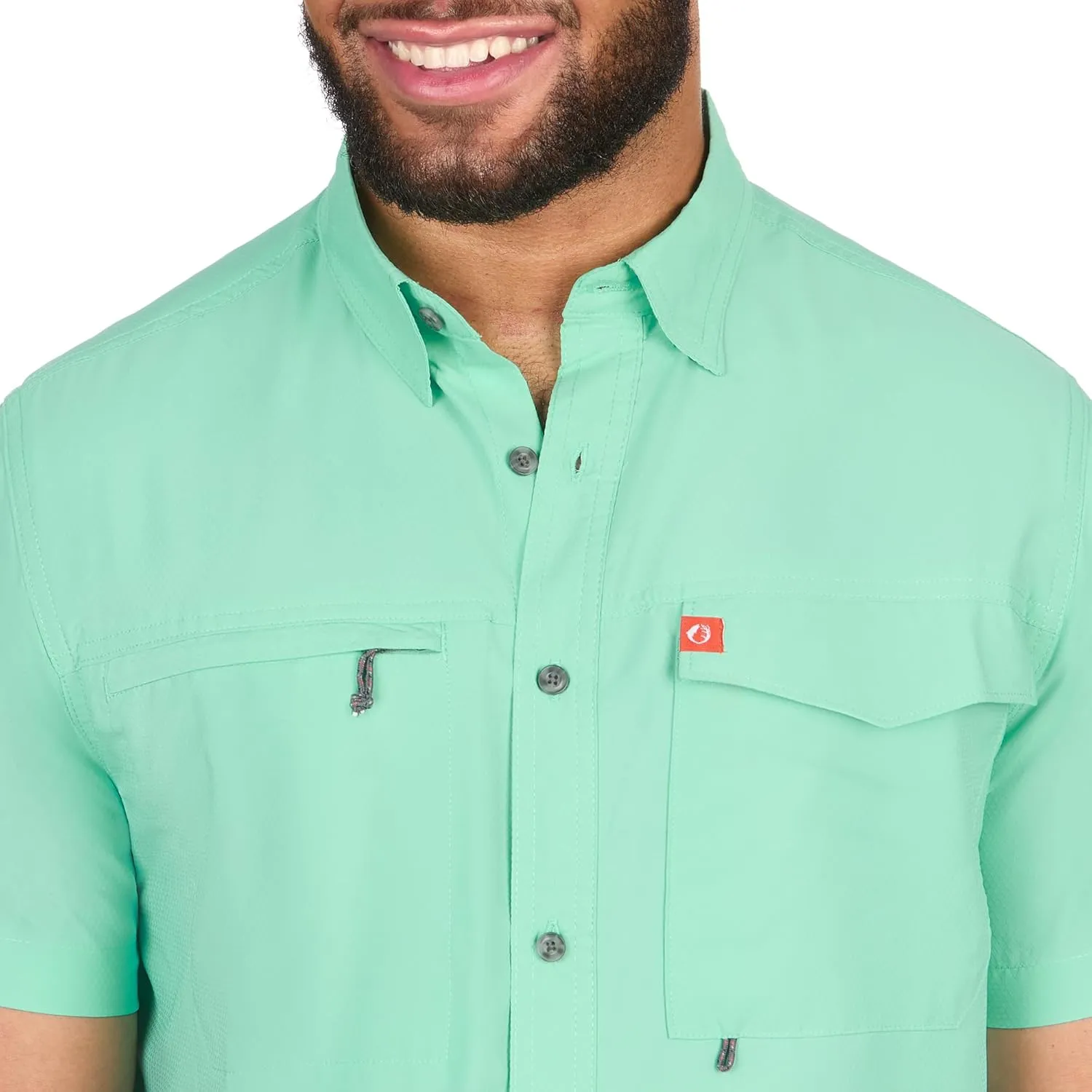 The American Outdoorsman Men's Featherweight Short Sleeve Button Down Fishing Shirt - Outdoor Sun Protection Moisture-Wicking