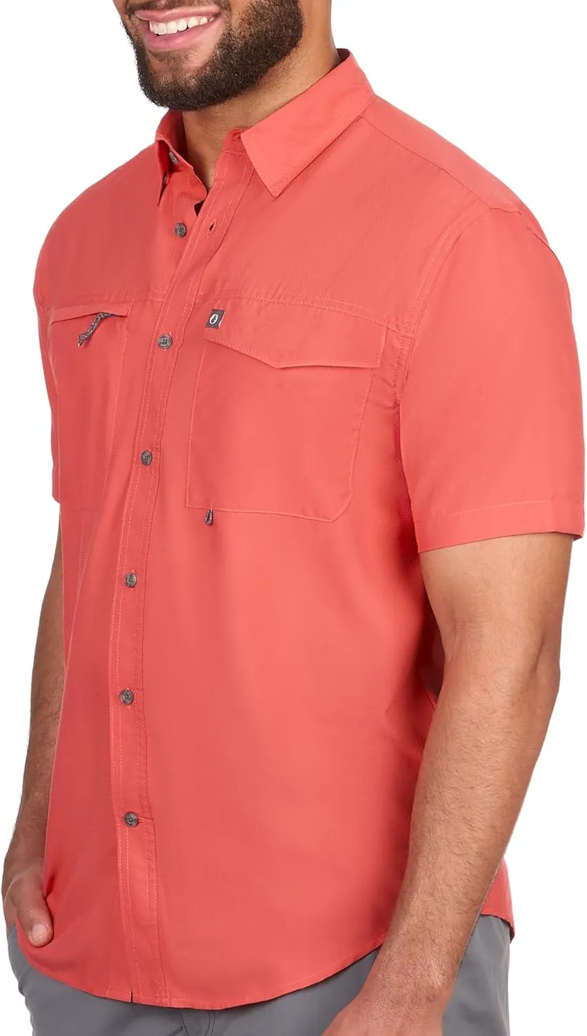 The American Outdoorsman Men's Featherweight Short Sleeve Button Down Fishing Shirt - Outdoor Sun Protection Moisture-Wicking