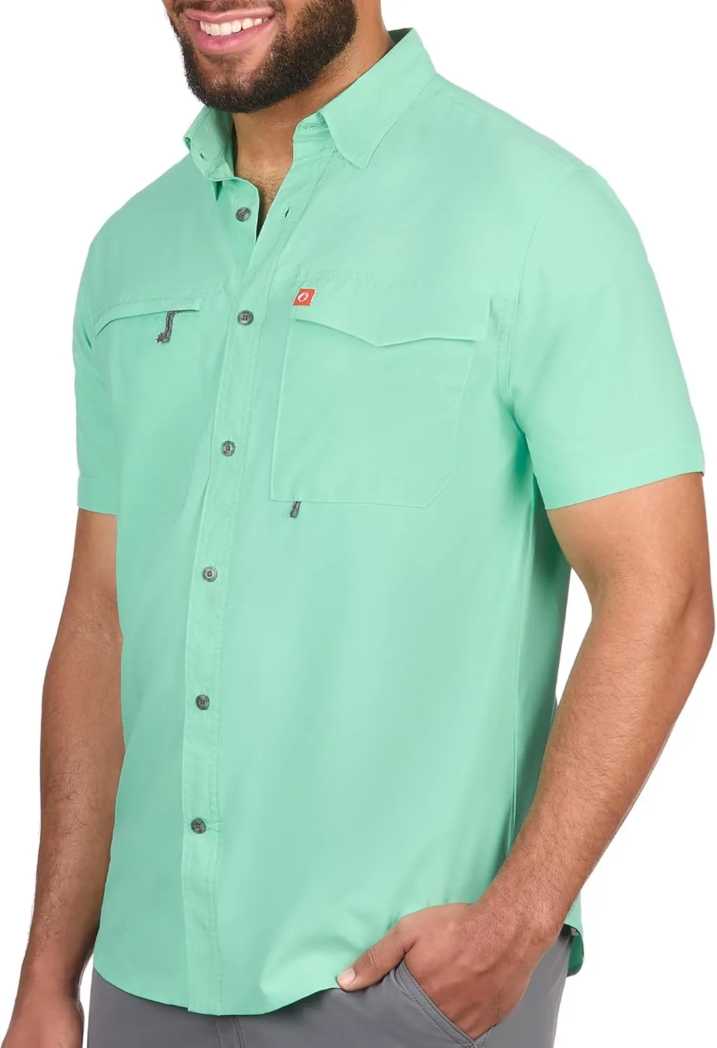 The American Outdoorsman Men's Featherweight Short Sleeve Button Down Fishing Shirt - Outdoor Sun Protection Moisture-Wicking