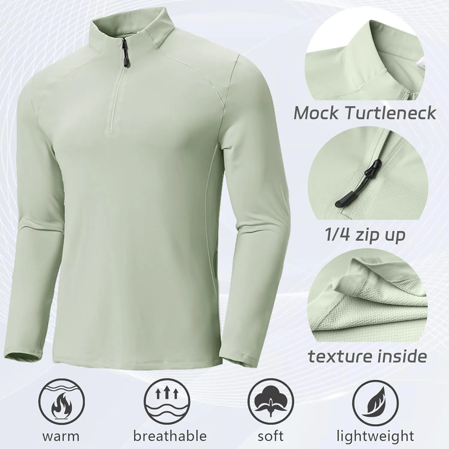 TIHEEN Mens Mock Turtleneck Long Sleeve Shirts Basic Thermal Turtle Neck Undershirt Lightweight Pullover Top