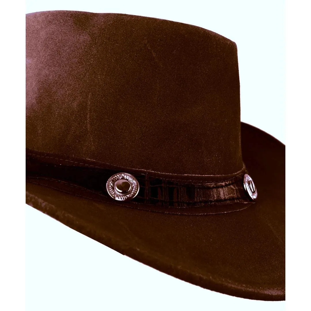 Unisex Suede Leather Outback Aussie Wide Brim Hat Western Cowboy