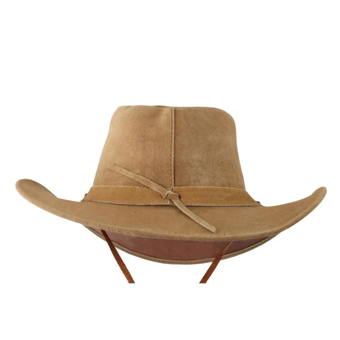Unisex Suede Leather Outback Aussie Wide Brim Hat Western Cowboy