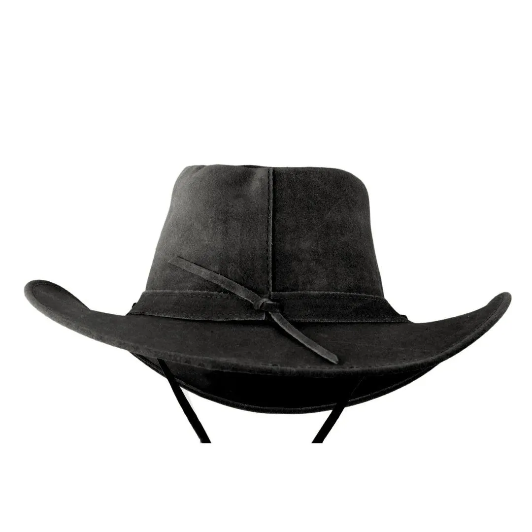 Unisex Suede Leather Outback Aussie Wide Brim Hat Western Cowboy
