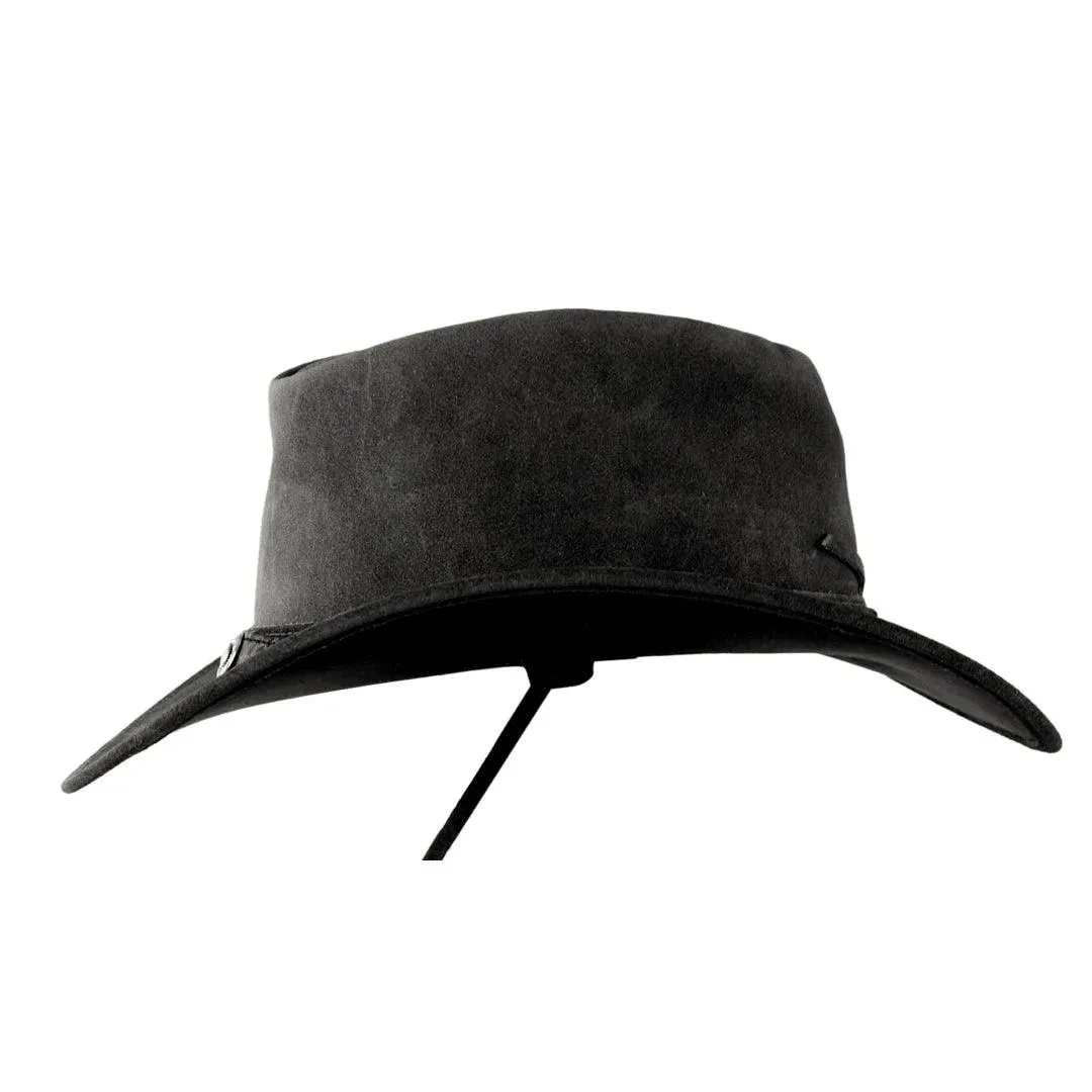 Unisex Suede Leather Outback Aussie Wide Brim Hat Western Cowboy