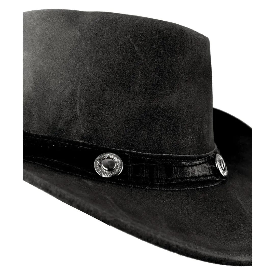 Unisex Suede Leather Outback Aussie Wide Brim Hat Western Cowboy