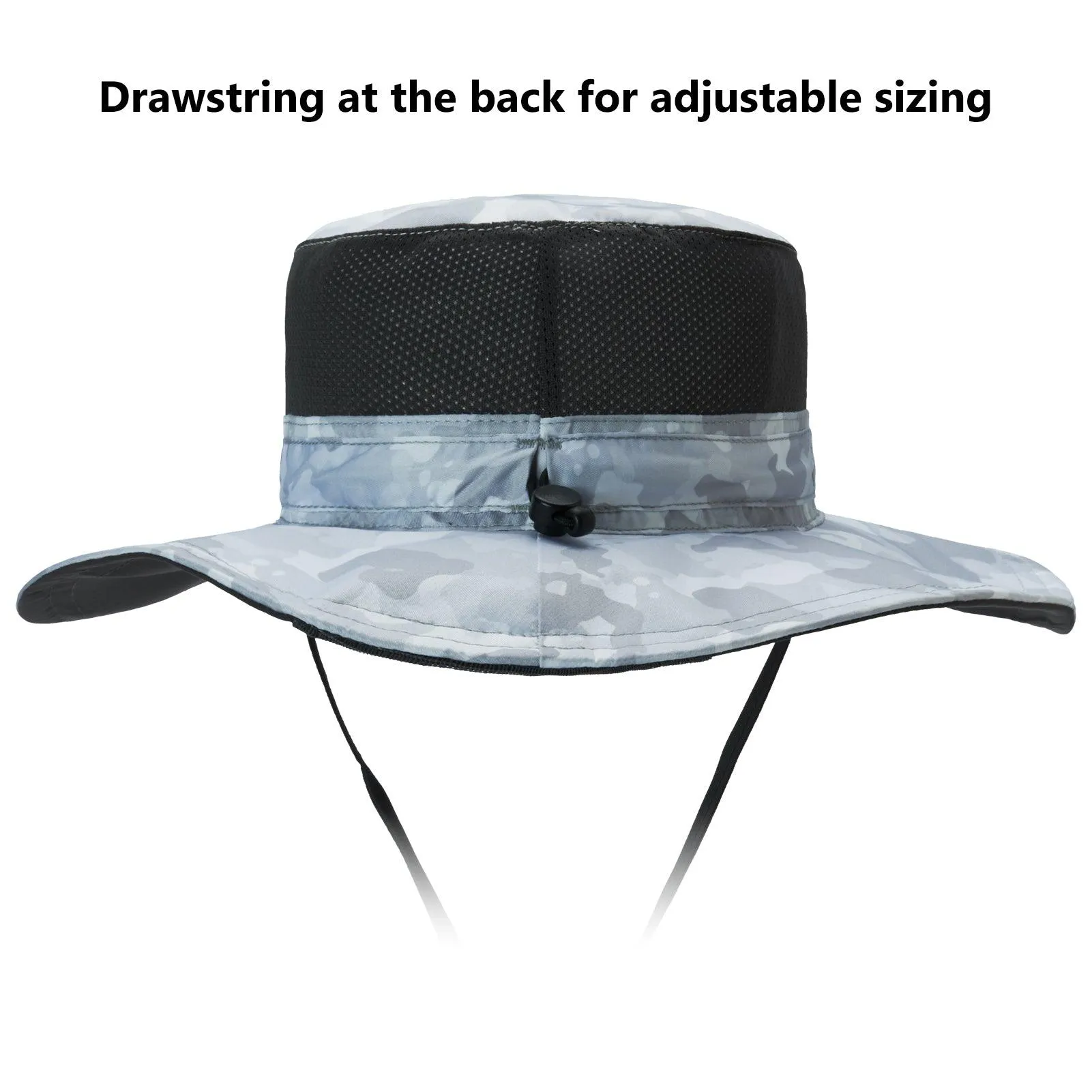 Unisex UPF 50  Wide Brim Bucket Hat with Detachable Neck Flap FH02