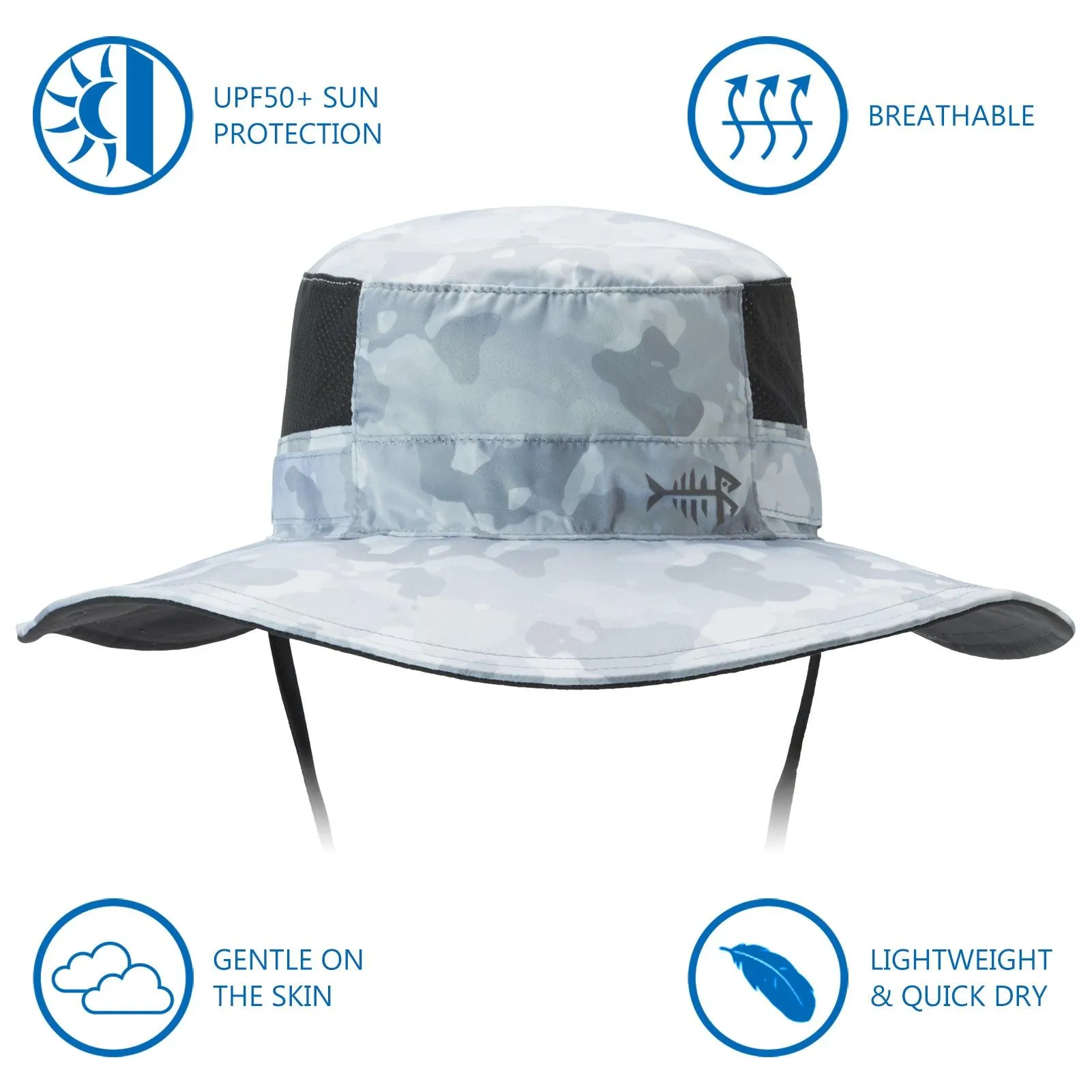 Unisex UPF 50  Wide Brim Bucket Hat with Detachable Neck Flap FH02